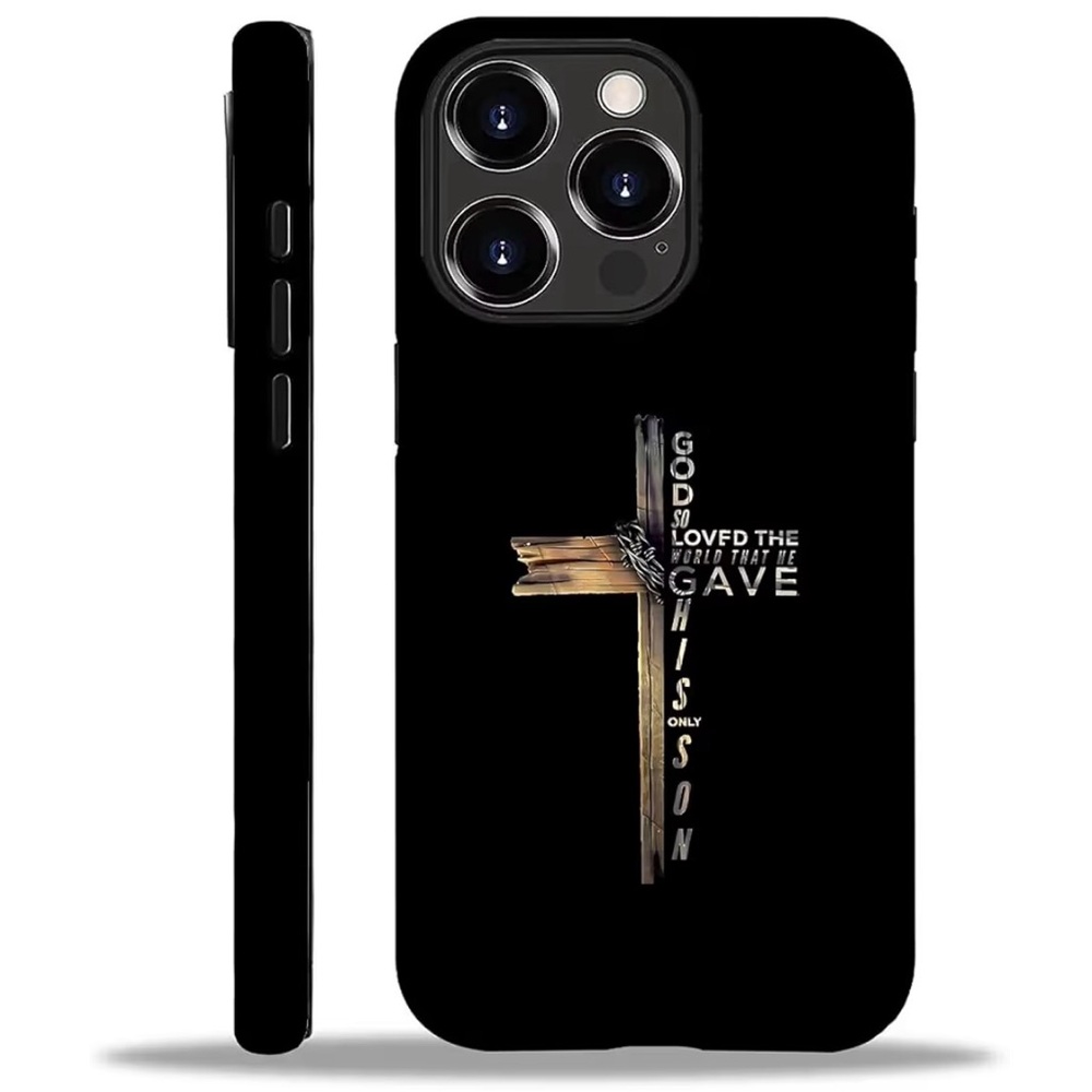 Inspirational Black Phone Case with Cross Design